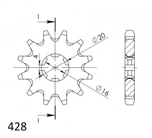 Pinion fata SUPERSPROX CST-1263:12 12T, 428