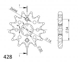 Pinion fata SUPERSPROX CST-1263:13 13T, 428