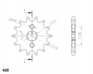 Pinion fata SUPERSPROX 14T, 420