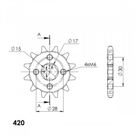 Pinion fata SUPERSPROX CST-253:12 12T, 420