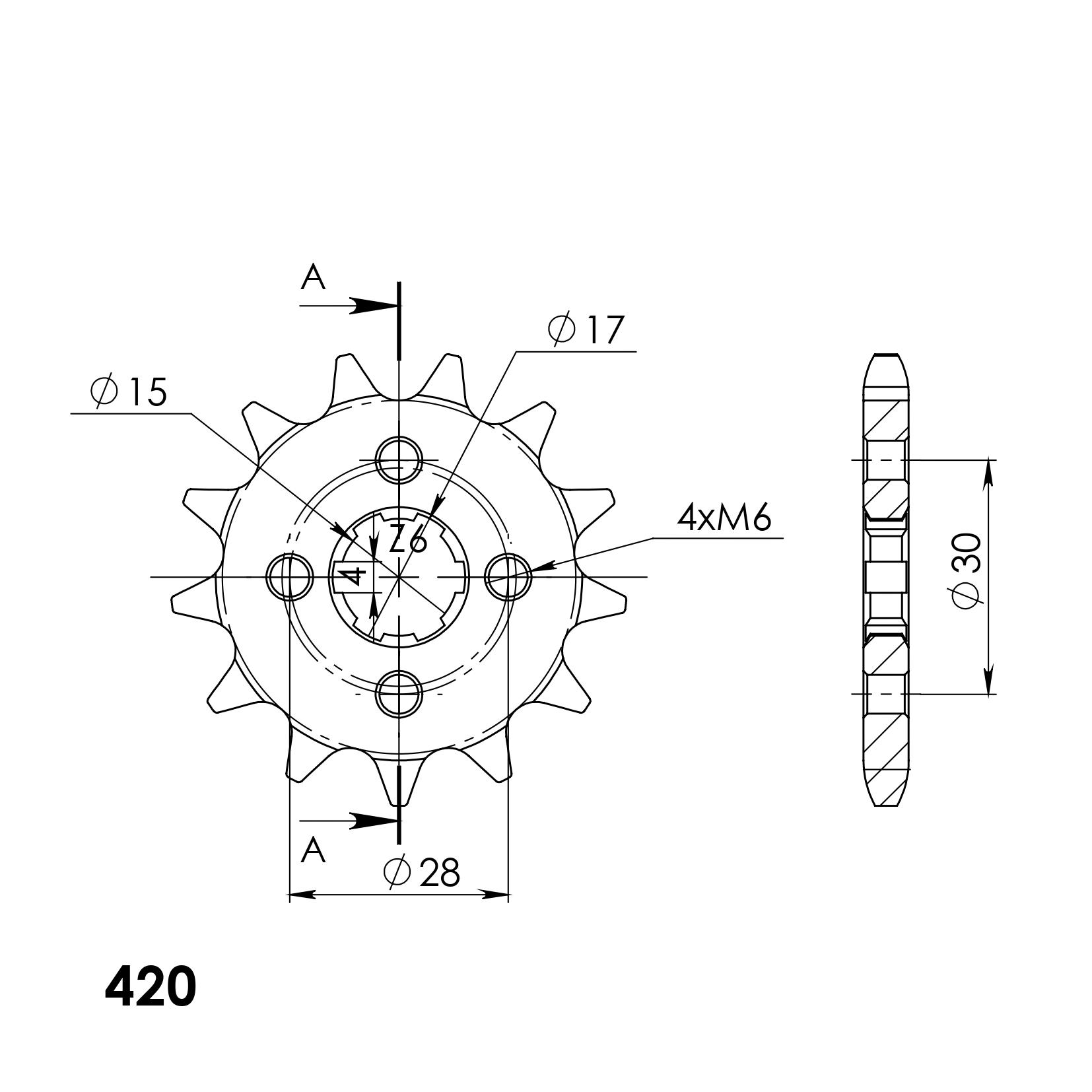 Pinion fata SUPERSPROX CST-253:13 13T, 420