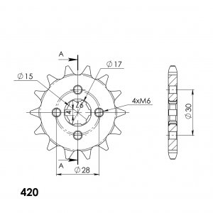 Pinion fata SUPERSPROX 14T, 420