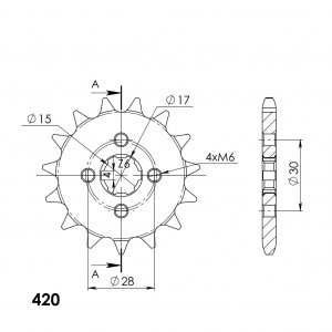 Pinion fata SUPERSPROX 15T, 420