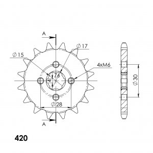 Pinion fata SUPERSPROX CST-253:16 16T, 420