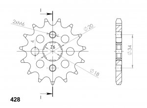 Pinion fata SUPERSPROX 13T, 428