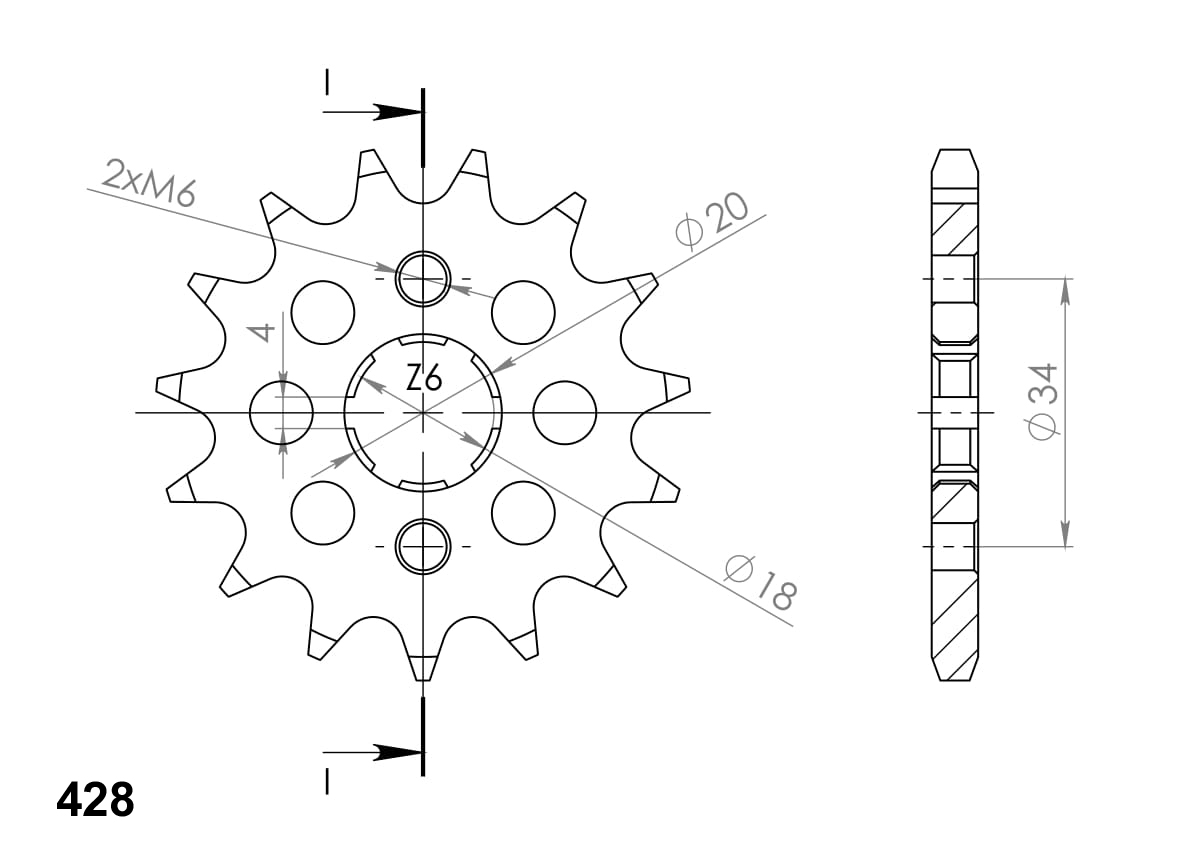 Pinion fata SUPERSPROX CST-259:14 14T, 428