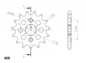 Pinion fata SUPERSPROX CST-259:14 14T, 428