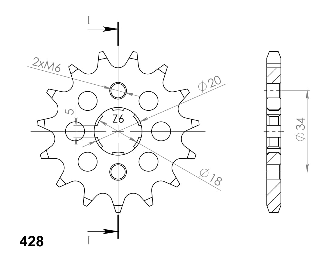 Pinion fata SUPERSPROX CST-264:13 13T, 428