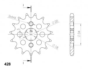 Pinion fata SUPERSPROX CST-264:14 14T, 428