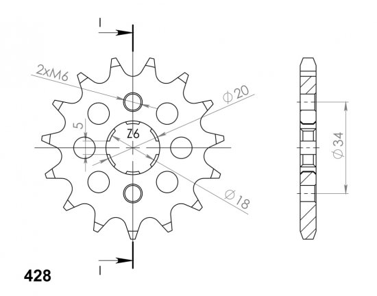 Pinion fata SUPERSPROX CST-264:17 17T, 428