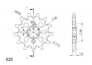 Pinion fata SUPERSPROX 13T, 520