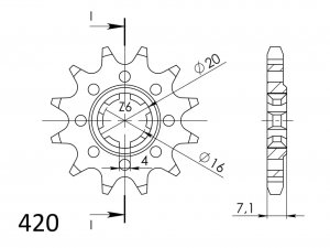 Pinion fata SUPERSPROX CST-413:12 12T, 420