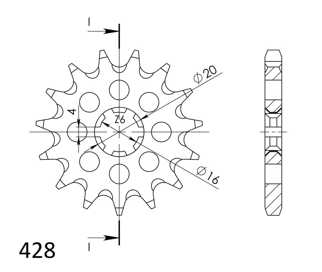 Pinion fata SUPERSPROX CST-416:13 13T, 428