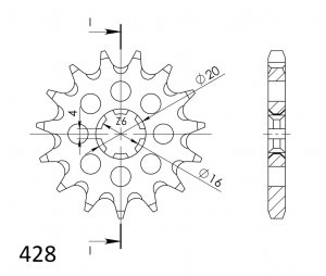 Pinion fata SUPERSPROX CST-416:13 13T, 428