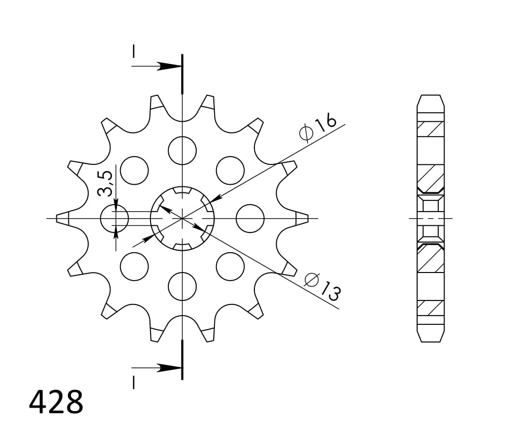 Pinion fata SUPERSPROX CST-542:13 13T, 428