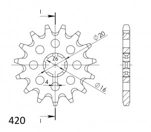 Pinion fata SUPERSPROX 13T, 420