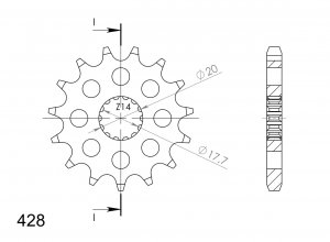 Pinion fata SUPERSPROX 18T, 428