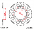 Foaie spate ALU JT JTA 897-52RED 52T, 520 Rosu