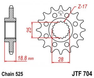 Pinion fata JT JTF 704-15 15T, 525