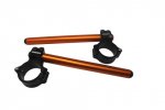 Aluminium-forged clip-ons ACCOSSATO with metal clamp composed of 2 half-rings 10 degrees inclination, orange